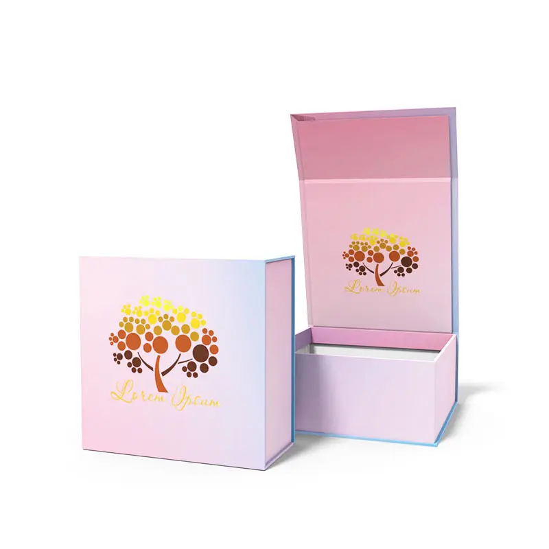 Small Batch Custom Luxury Gift Box Pink Cardboard Gift Box Golden LOGO Flip The High -end Gift Packaging Box