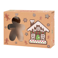 Boîtes en papier de Noël de grande taille, écologiques, avec fenêtre transparente et motif gaufré, pour décorations du Nouvel An et bonbons, motif Père Noël de dessin animé