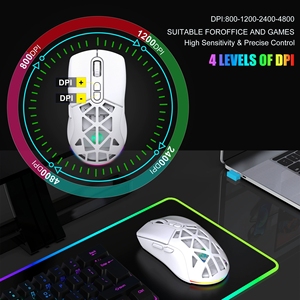 Ratón inalámbrico de modo dual, retroiluminación RGB, 4800 PPP, ratón recargable integrado de 650mAh para ordenador, portátil y tableta - Product Image 5