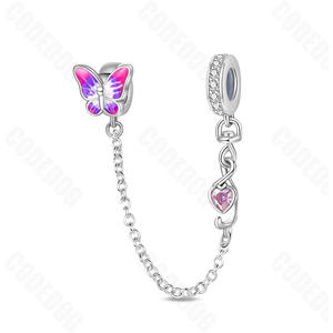 Customizable Women's Stainless Steel <strong>Bracelet</strong> with Silver Fit Pan Safety Chain Zircon Bead <strong>Charm</strong> Sterling Custom Bead <strong>Charm</strong> - Product Image 6