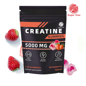 Créatine monohydratée aromatisée à la crème de fraise 5000 mg, gommes énergétiques pour le sport, gommes pré-entraînement - Product Image 1