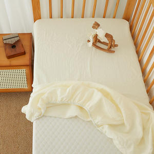 Draps de lit pour bébé en coton biologique 100% - Tissu crêpe - Muslin - Doux - <span class=keywords><strong>Drap</strong></span>-housse pour <span class=keywords><strong>berceau</strong></span> - Product Image 4