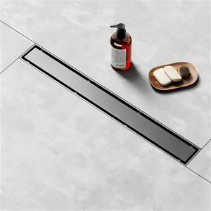 Drain de douche linéaire 2-en-1 gris anthracite brossé en acier inoxydable avec grille à insertion de carrelage et pieds réglables - Product Image 1
