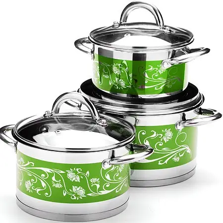 Hoa Decal chịu nhiệt độ cao Cookware thép không gỉ Cooking Pot Set