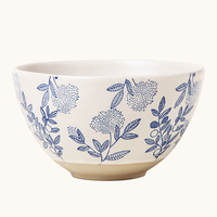 Bol en terre cuite bleu vintage, peint sous glaçure, motif pissenlit, pour riz et nouilles, 4/5/6 pouces, compatible lave-vaisselle, en céramique