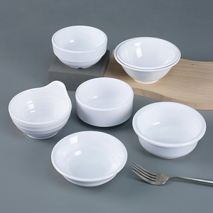 Tazón de sopa de melamina blanca imitación porcelana, tazón pequeño, para buffet de restaurante comercial, comida rápida, hot pot, barbacoa - Product Image 1