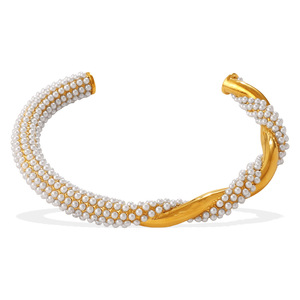 Brazalete Abierto con Nudo Trenzado Estilo Europeo Americano, con Diamantes y Piedras Preciosas, Chapado en Oro de 18K, Acero Inoxidable, Joyería para Mujer, Uso Diario - Product Image 5