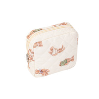 Mini porte-monnaie matelassé mignon, étui pour écouteurs, porte-cartes, pochette courte portable, petit sac à main, doublure en coton