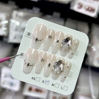 Uñas postizas francesas cuadradas de almendra, estilo stiletto, de gel suave, de cobertura completa, hechas a mano, de gran venta.