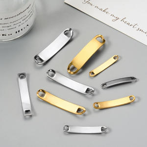Dropshipping accesorios joyería Diy placa curva Rectangular colgante de doble agujero de acero inoxidable Diy accesorios joyería de mujer - Product Image 4