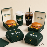 Emballage alimentaire jetable en papier pour hamburgers à emporter, conteneur personnalisé pour frites, restauration rapide, matériaux recyclés, kraft