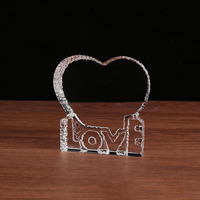 Cadre photo en cristal transparent en forme de cœur, gravé au laser LOVE, cadeau de mariage, anniversaire, Saint-Valentin pour couple amoureux