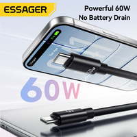 ESSAGER ES-X83 2 en 1, Cable de Datos USB C a USB C de 3A PD 60W para Laptop y Teléfono, Carga Rápida, con Cordón de Silicona, para iPhone y Samsung
