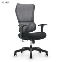 Chaise de bureau ergonomique à dossier haut et confortable en forme de S, avec support de posture, en tissu, avec accoudoirs fixes et réglables, pour atelier