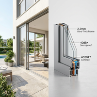 AS2047 Porte coulissante en aluminium à rupture de pont thermique insonorisée avec verre isolant Low-E, verrou intelligent, résistante aux ouragans, pour villa, hôtel, extérieur