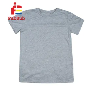 Camiseta de manga curta em branco para crianças e jovens, 100% poliéster, design personalizado, camisas de sublimação estampadas completas, atacado