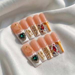 <span class=keywords><strong>Uñas</strong></span> Acrílicas Hechas a Mano, Forma Cuadrada Mediana, Diseño 3D para Fiesta, <span class=keywords><strong>Uñas</strong></span> Artificiales <span class=keywords><strong>de</strong></span> Alta Calidad al por Mayor - Product Image 2