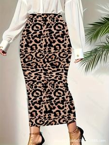 2024 para <span class=keywords><strong>Amazon</strong></span> Foreign Trade nueva falda lápiz de cintura alta Europea americana para mujer Falda larga Sexy con estampado de leopardo Plus - Product Image 6