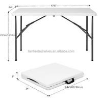 Table pliante demi-taille 5ft 6ft, robuste, portable, en plastique, pour intérieur et extérieur, style moderne, pour usage alimentaire