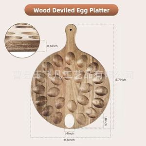 Bandeja para huevos de madera maciza de acacia, redonda, de 40 cm, para servir en la cocina - Product Image 4