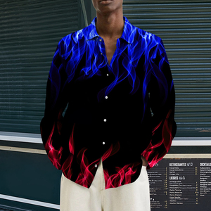 <span class=keywords><strong>Camicia</strong></span> Casual da <span class=keywords><strong>uomo</strong></span> Slim Fit con bottoni stampati da <span class=keywords><strong>uomo</strong></span> taglie forti in <span class=keywords><strong>raso</strong></span> antirughe a molla modello 3D alla moda formale Plus - Product Image 2