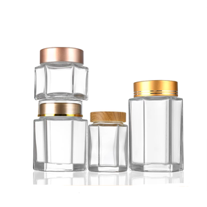 Lujo 50ml 100 140 180 280 360 Forma hexagonal Vidrio Comida Miel Mermelada Salsa Frascos con tapas de rosca - Product Image 1