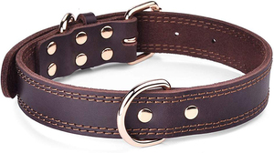 Factory Wholesale Pets Accessories Heavy Duty Luxury Real Genuine Natural <strong>Leather</strong> <strong>Dog</strong> <strong>Collar</strong> with Buckle - Product Image 2
