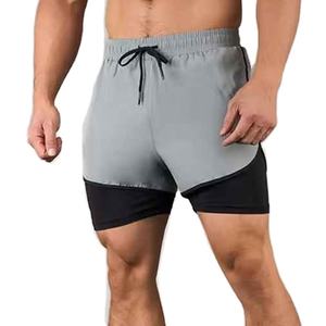 กางเกงวิ่งออกกำลังกายฤดูร้อนรุ่นใหม่ล่าสุดสำหรับผู้ชาย ระบายอากาศได้ดี แห้งเร็ว แบบ 2 in 1 สองชั้น สำหรับฝึกซ้อมกีฬา - Product Image 1