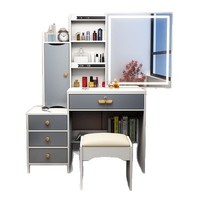 Commode de rangement moderne en acrylique avec structure en fer et miroir éclairé, table de maquillage multifonction pour chambre à coucher, mobilier transfrontalier