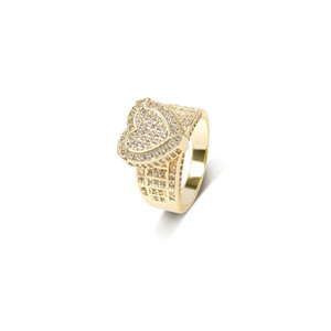 Drop Shipping Hiphop Iced Out Full Diamonds <strong>Box</strong> 3D Heart <strong>Ring</strong> - Product Image 1