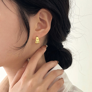S925 Sterling <b>Silver</b> <b>Stud</b> Earrings Gold C Shape Minimalist Fashion Everyday Wear - Product Image 1