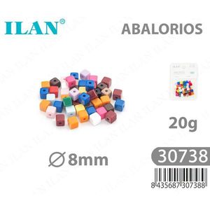 Perline Quadrate Ilan da 8mm, 20g, Colorate per Creazione di Gioielli e Artigianato - Product Image 1