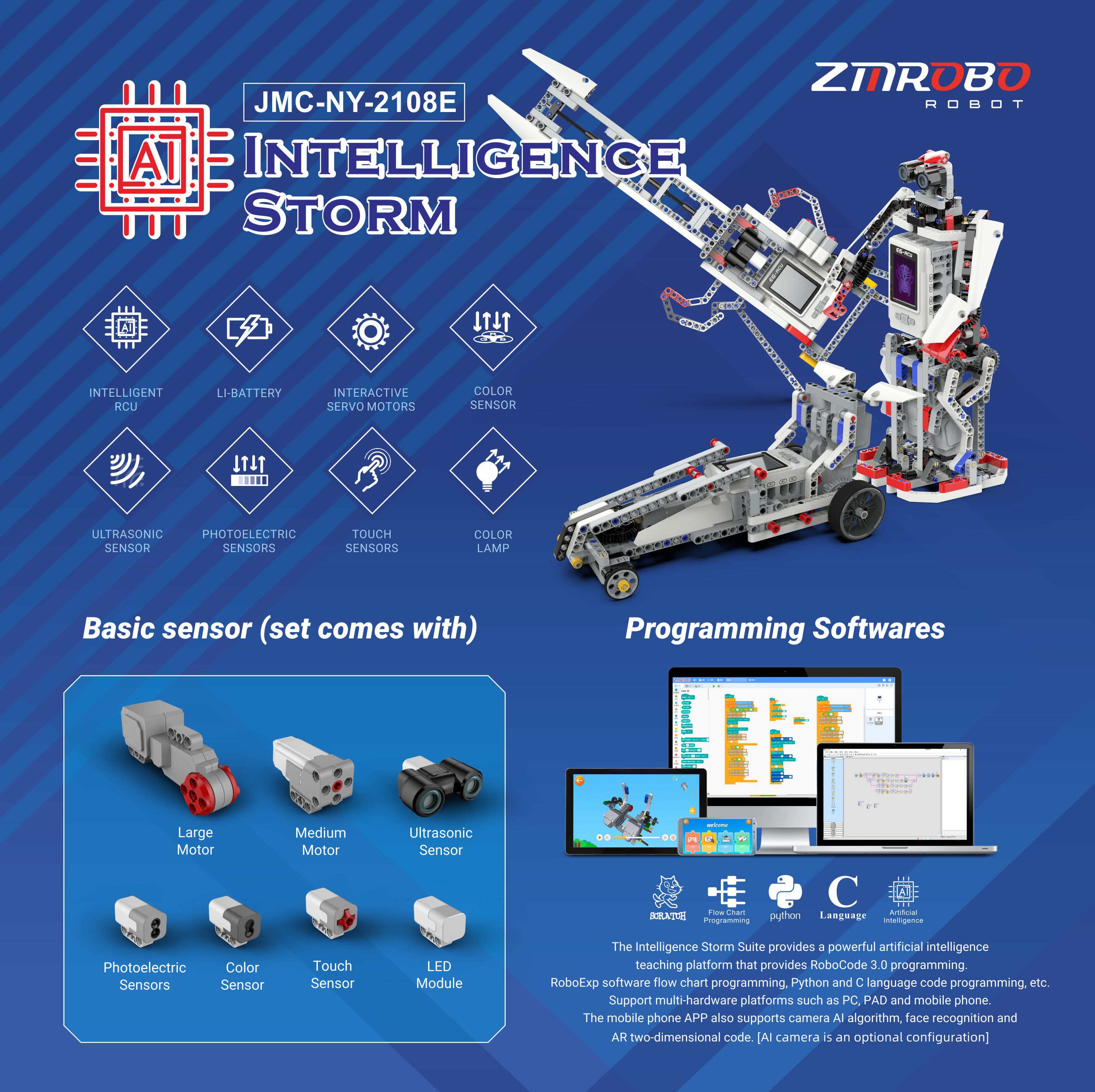 Multi-Function STEM Robot Kit - Intelligence Storm-ZMROBO for