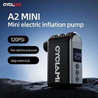 CYCLAMI A2MINI Pompe Électrique Portable Haute Pression 120 PSI Mini Compresseur pour Tubes de Vélos VTT, Route, Gravel et Moto