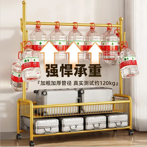 DM Golden Three-Layer Metal High Quality Clothing Rack with Wheels and Storage Shelf for Wardrobe Use - Product Image 4