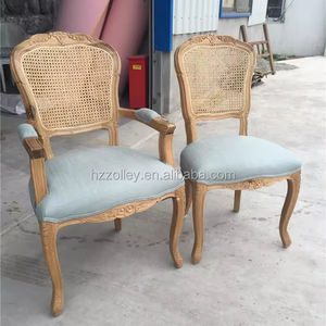 Pháp cổ điển mây đồ nội thất cánh tay ghế ăn, Khắc ghế gỗ, Mây trở lại ghế - Product Image 1