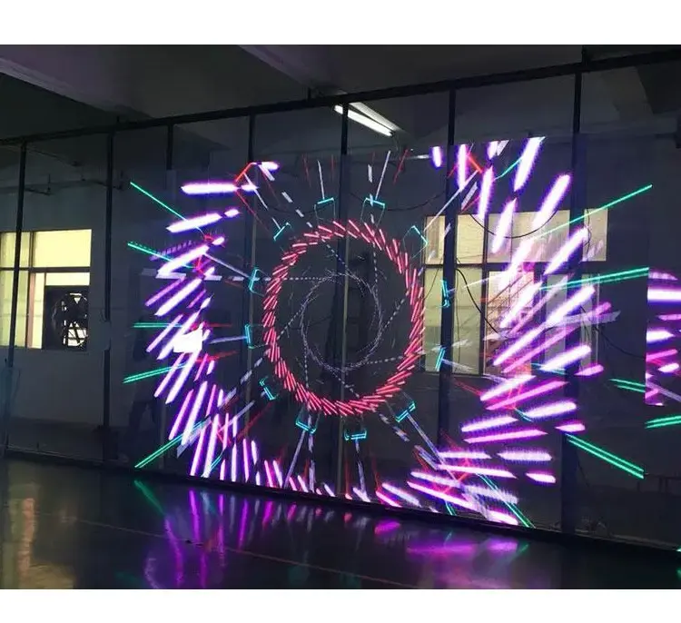 outdoor Indoor glass transparent LED film display transparent panels led strip display screen