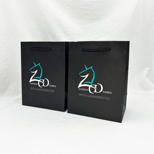 Tái Chế Tùy Chỉnh Khuyến Mại Quà Tặng Quần Áo Bao Bì Giấy Màu Đen Mua Sắm Túi Với Logo Của Riêng Bạn Xử Lý Bán Buôn In Ấn Logo - Product Image 3