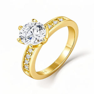 Verlovingsringen Voor Vrouwen 925 Sterling Verzilverd Met 14k 18K Goud Rose Goud Verguld Met Rhodium Rond Helder Zirkoon Ontwerp - Product Image 3