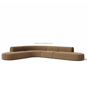 <span class=keywords><strong>Canapé</strong></span> modulaire en L FERLY Organic Modern 4 pièces avec double chaise longue, design sculptural incurvé pour salon - Product Image 3