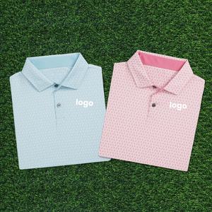 Camisetas Polo de golf para hombre de poliéster Spandex ajustado secado rápido impresión completa lisa en blanco con logotipo bordado personalizado - Product Image 1