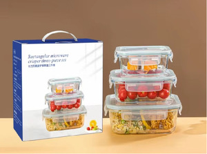 Boîte à <span class=keywords><strong>lunch</strong></span> en verre, carrée et ronde, pour la conservation des aliments, compatible micro-ondes, professionnelle, promotion ouverture de la collection, cadeau promotionnel - Product Image 5