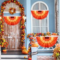 Guirlande de fanions d'automne en polyester 3x1,5 pieds, drapeaux plissés à moitié pour décorations de fête, de jardin et de pelouse