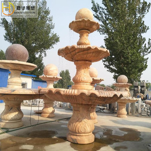 Fontaine en pierre sculptée Jiahua, style européen, élément aquatique extérieur, design durable en colonne - Product Image 2