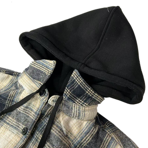 Vêtements de travail d'hiver pour hommes Veste <span class=keywords><strong>Sherpa</strong></span> en flanelle à carreaux Capuche détachable Double poches poitrine <span class=keywords><strong>Surchemise</strong></span> matelassée avec col montant - Product Image 2