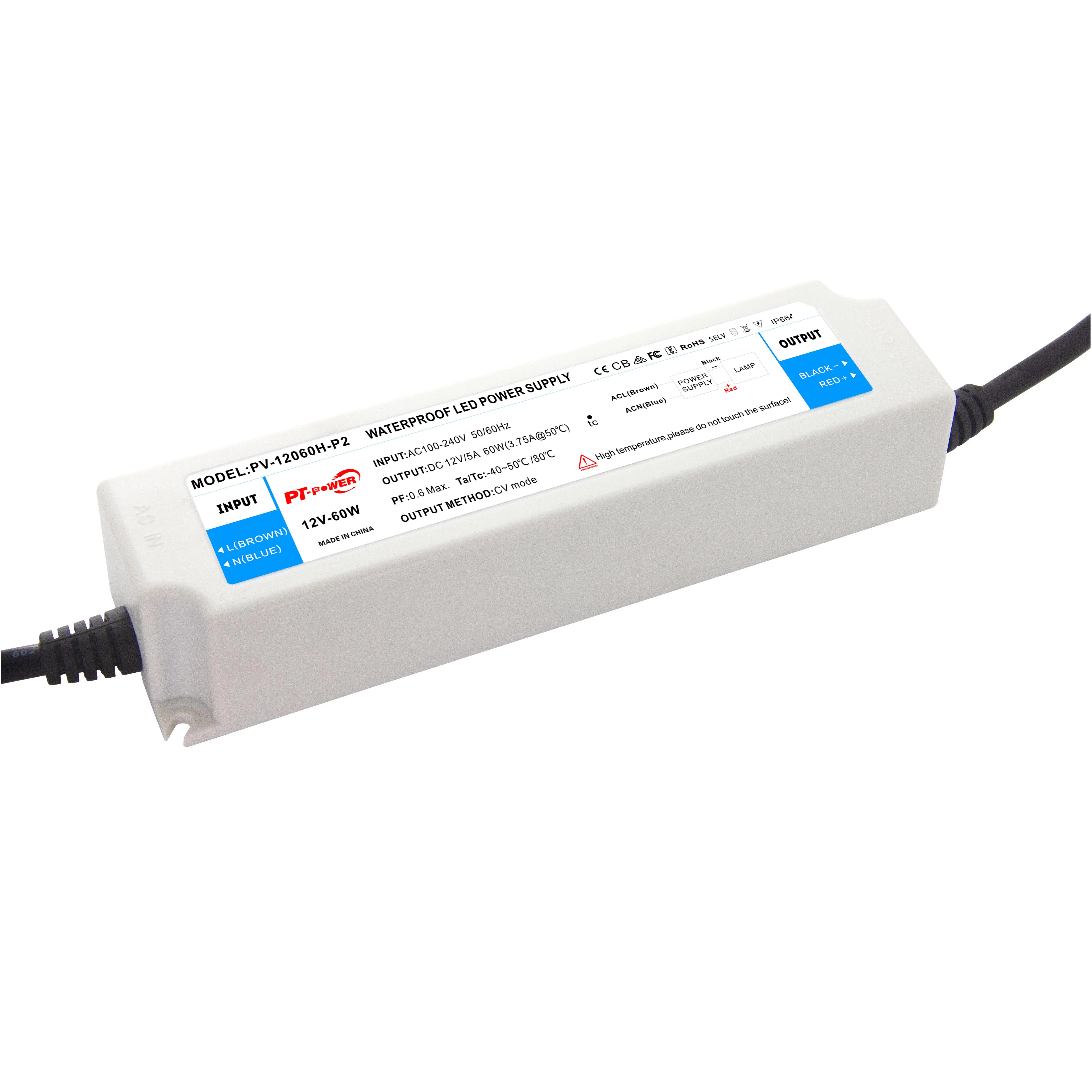 12v DC 60W Quiet Operation Universal Regulated Transformer Input Output Isolation Protection Led Driver