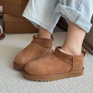 Women's Winter Classic Fashion Suede Waterproof Snow Boots Ankle Flat <b>Heel</b> Cotton Lining Plush Warm Shoes - Product Image 1