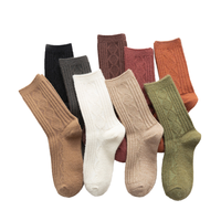 Chaussettes en laine mérinos pour femmes avec logo personnalisé, chaussettes épaisses en cachemire d'hiver, tricotées à la main, chaudes et confortables