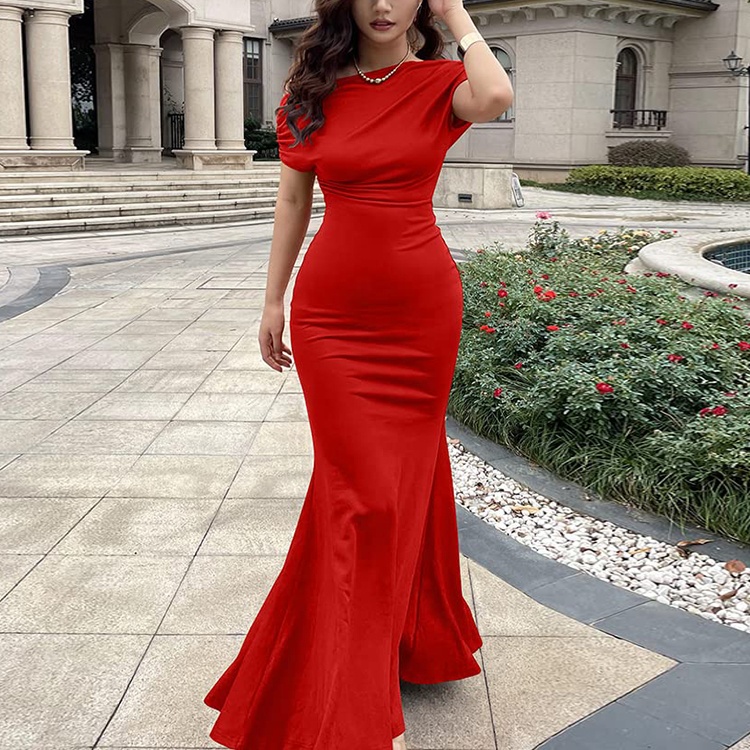 strapless open back dress Full Coverage Wine Red Muslim Wedding Dress – Elegant Modest Bridal Go –  Elsi John main image 0