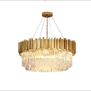 Lámpara colgante de techo de alta calidad, sala de estar, Villa, candelabro combinado de cristal de lujo dorado - Product Image 5